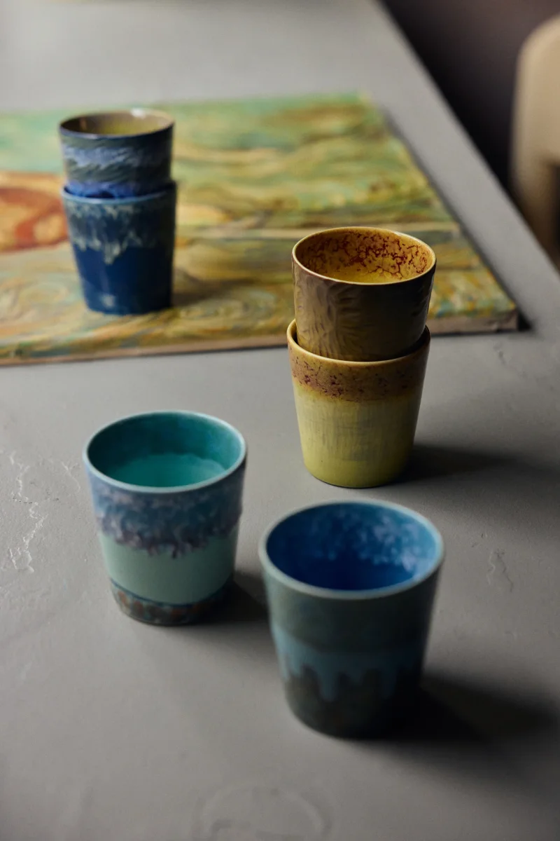 HK Living 70s Ceramics Coffee Mugs Self Portrait Van Gogh / set van 2 - Afbeelding 7