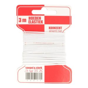Hoedenelastiek Wit 3 meter