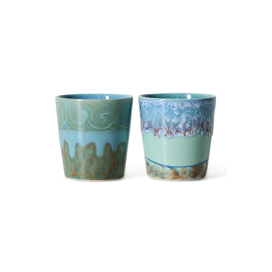 HK Living 70s Ceramics Coffee Mugs Self Portrait Van Gogh / set van 2 - Afbeelding 3